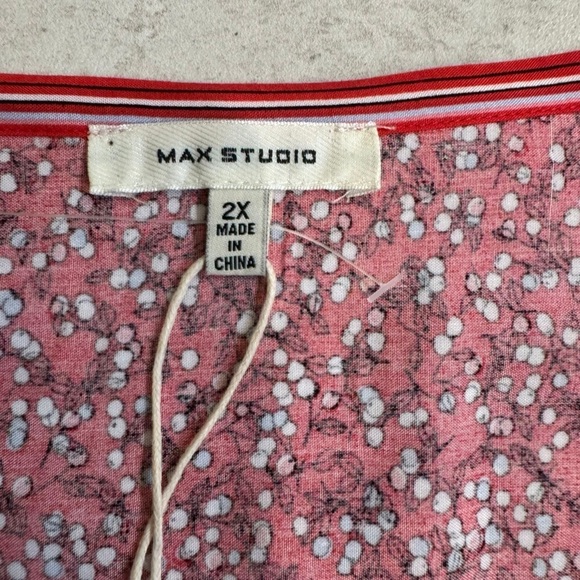 Max Studio Red Cherry Print Boho Balloon Long Sleeve Blouse. Size 2X - Picture 8 of 12